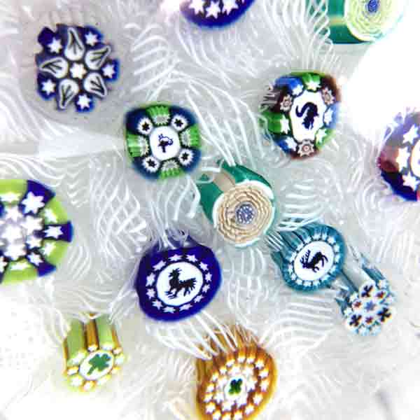 Scattered Millifiori on White Muslin Paperweight - Image 4